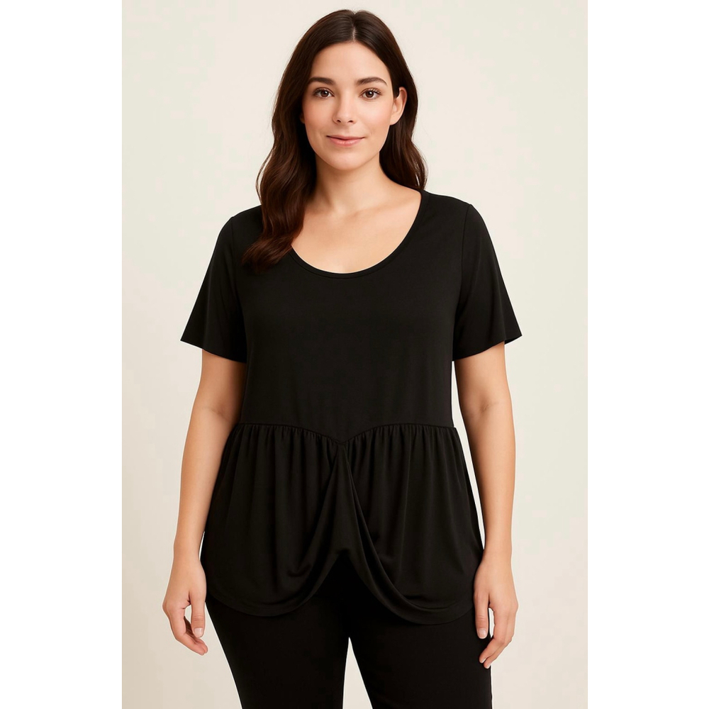 Women's LIVD Black Peplum Tunic Top Plus Sz 1X Babydoll Flowy Relaxed Comfy Chic